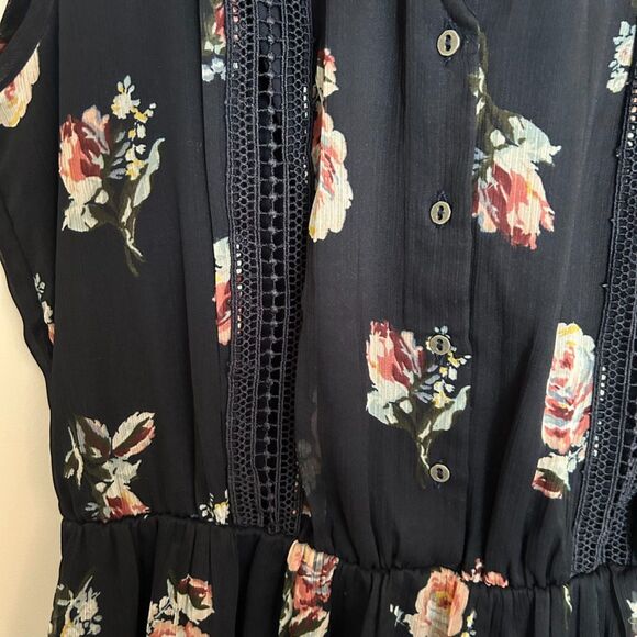 Abercrombie and Fitch Floral Lace Blue Mini Dress Size Large Tall - Picture 4 of 8